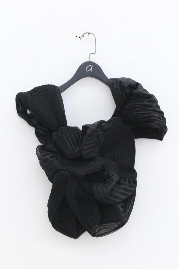 CAROLINE HU Pleated Jellyfish Top SS22BKT06 Black PCH8